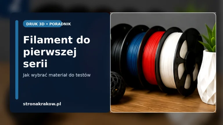Pracownia z drukarką 3D, rolkami filamentu i prototypami produktów