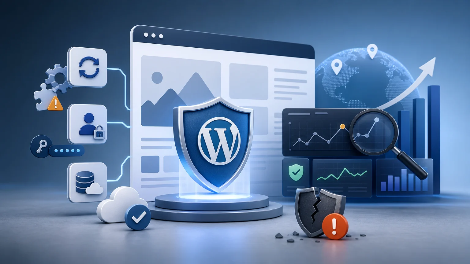 bezpieczeństwo WordPress – ilustracja redakcyjna